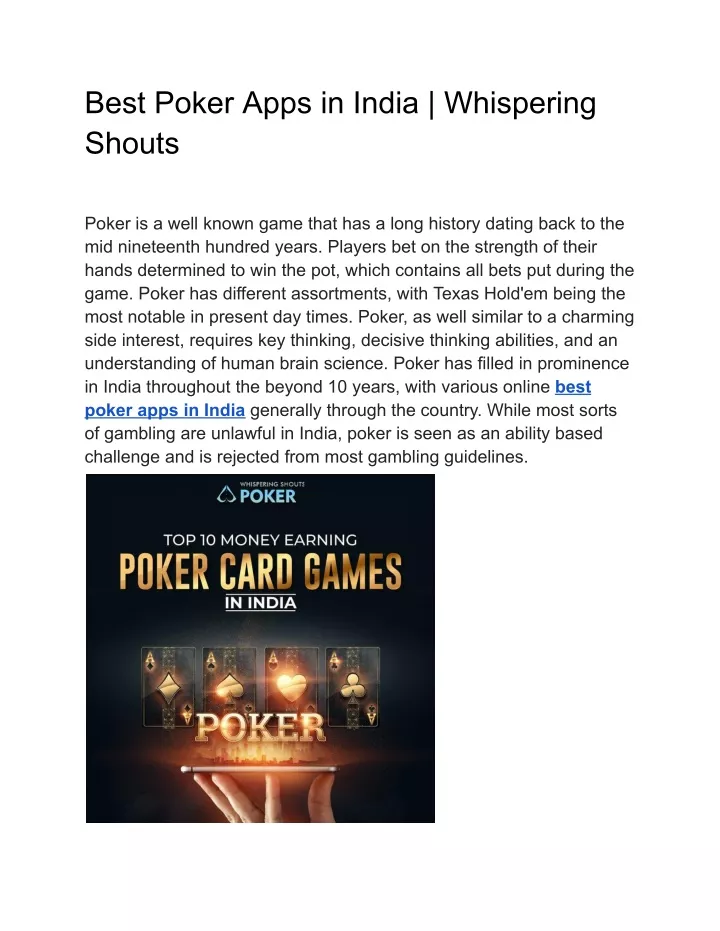 best poker apps in india whispering shouts