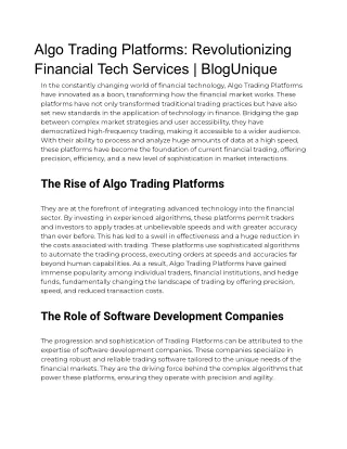 Algo Trading Platforms_ Revolutionizing Financial Tech Services _ BlogUnique