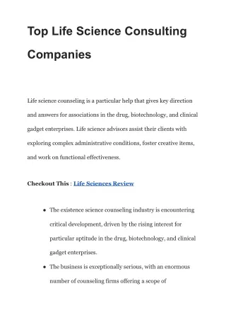 Top Life Science Consulting Companies