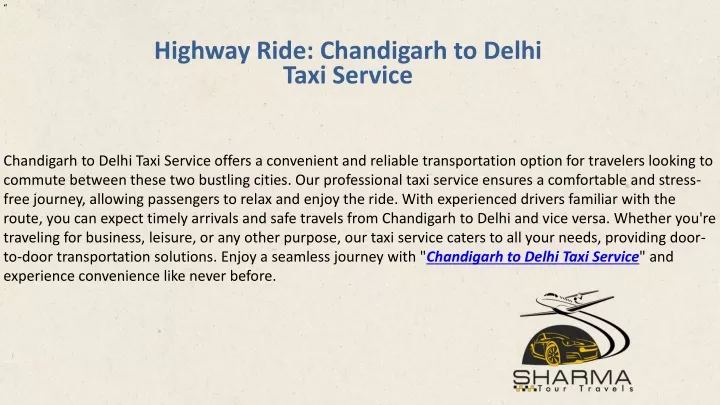 chandigarh to delhi taxi service offers