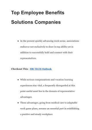Top Employee Benefits Solutions Companies