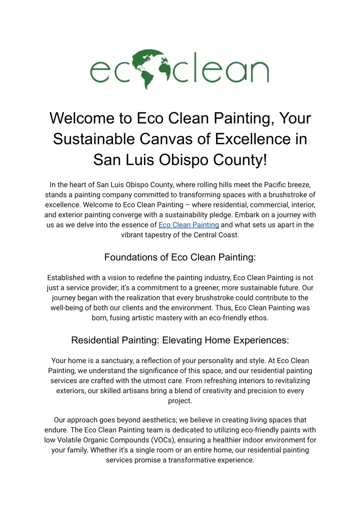 welcome to eco clean painting your sustainable