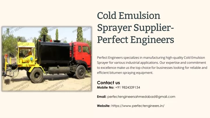 cold emulsion sprayer supplier perfect engineers