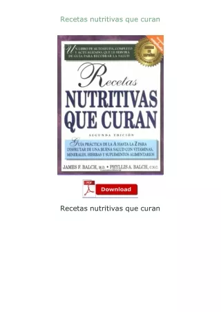Download⚡(PDF)❤ Recetas nutritivas que curan