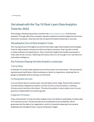 Get ahead with the Top 10 Must-Learn Data Analytics Tools for 2024