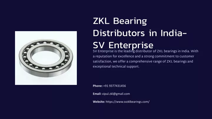 zkl bearing distributors in india sv enterprise
