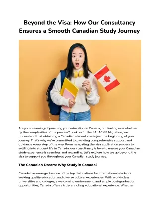 Beyond the Visa-How Our Consultancy Ensures a Smooth Canadian Study Journey