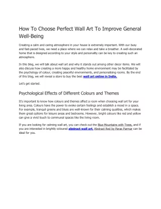 How To Choose Perfect Wall Art To Improve General Well-Being_