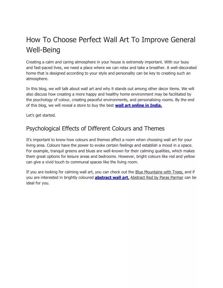 how to choose perfect wall art to improve general