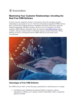Revolutionize Your Business Relationships: Exploring the Free CRM Software