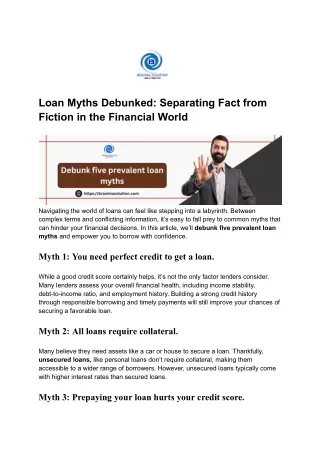 Loan Myths Debunked