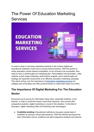 The Power Of Education Marketing Services