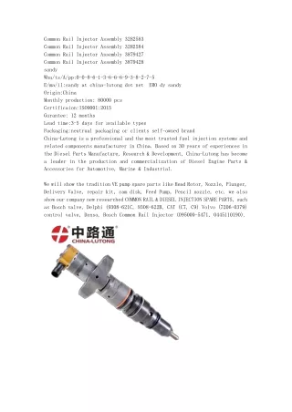 common rail injector assembly 3282583 common rail
