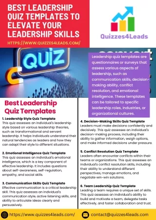 Best Leadership Quiz Templates to Elevate your Leadership Skills
