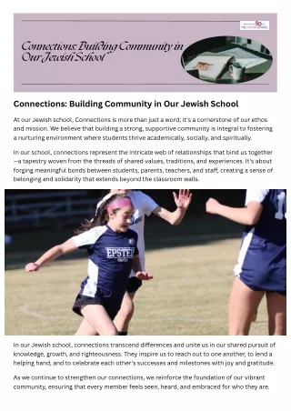 connections building community in our jewish