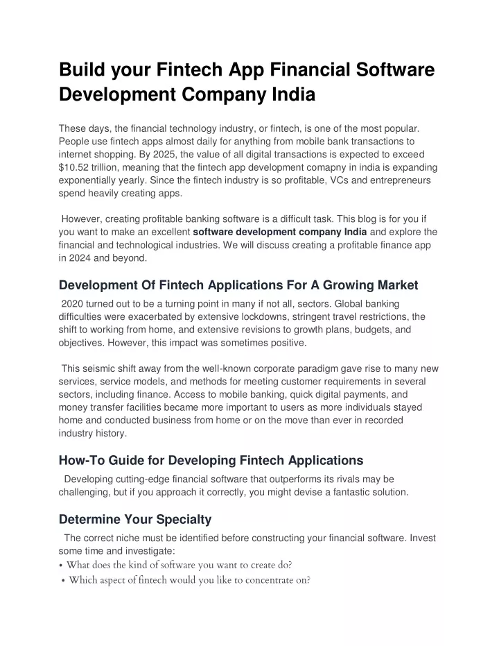 build your fintech app financial software