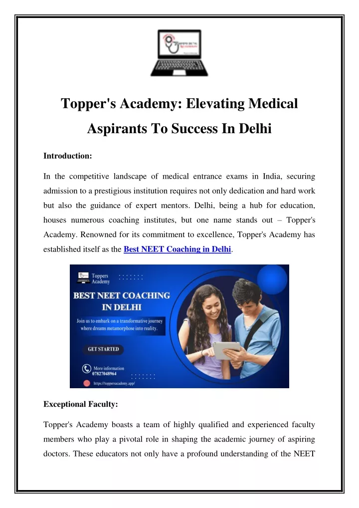 topper s academy elevating medical