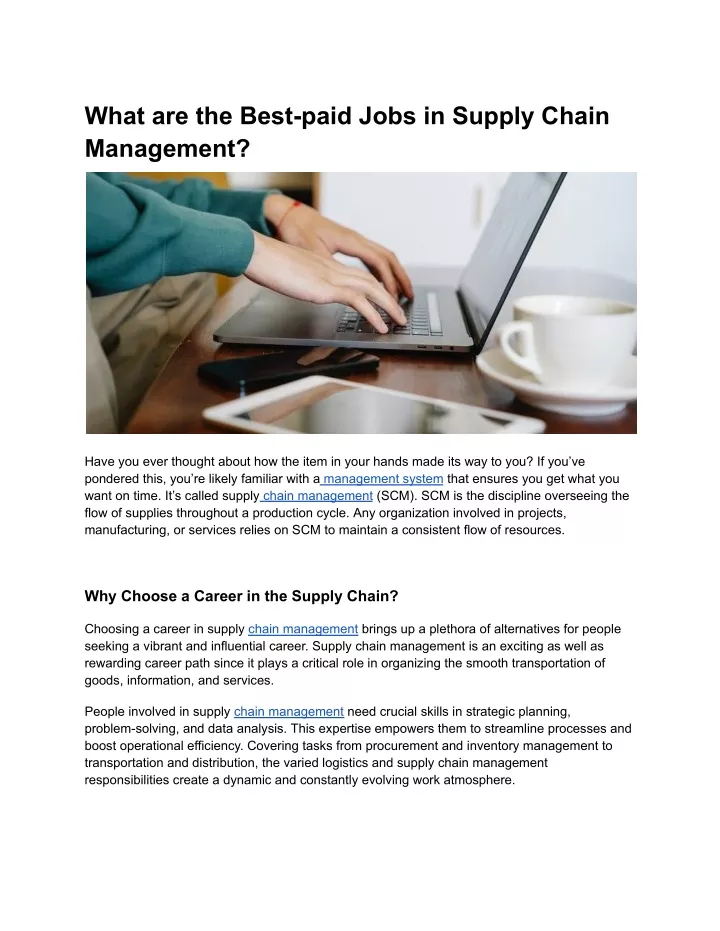 what are the best paid jobs in supply chain