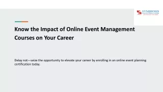 Know the Impact of Online Event Management Courses on Your Career