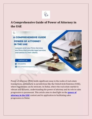 A Comprehensive Guide of Power of Attorney in the UAE