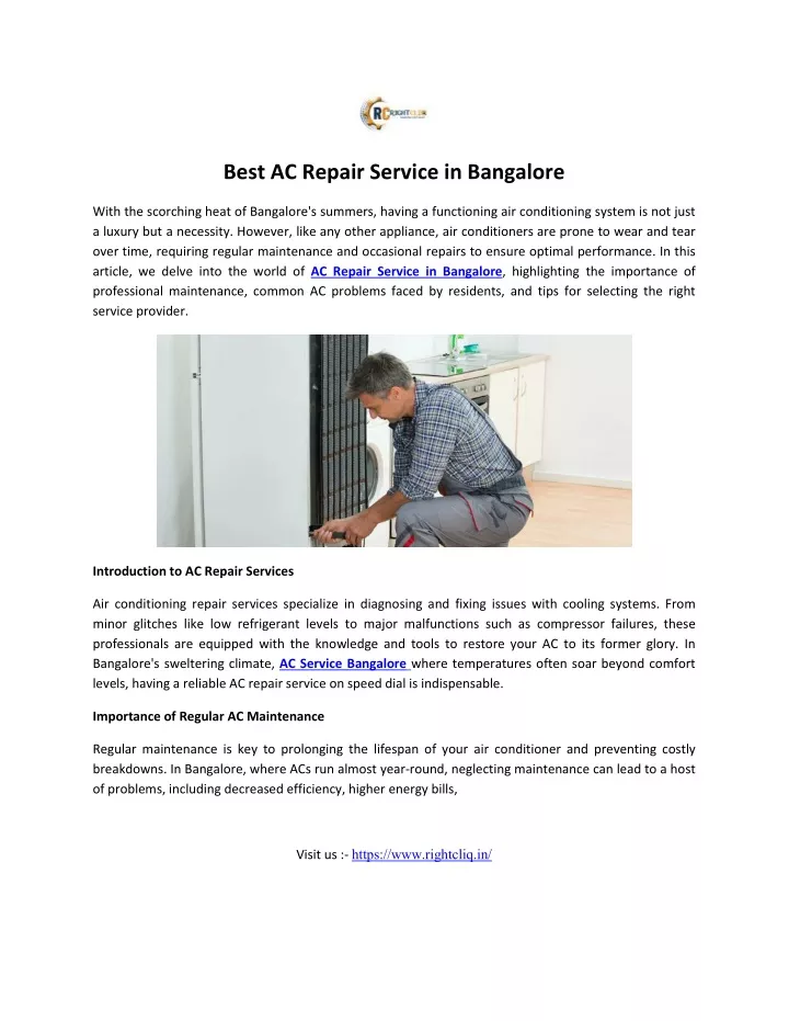 best ac repair service in bangalore