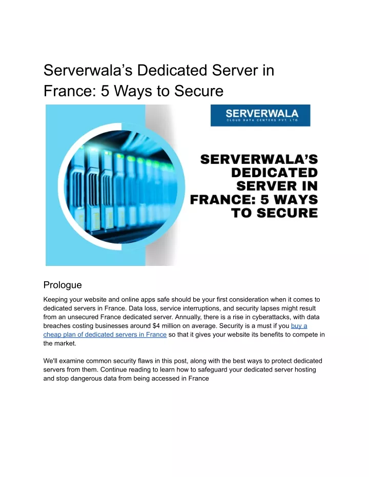serverwala s dedicated server in france 5 ways