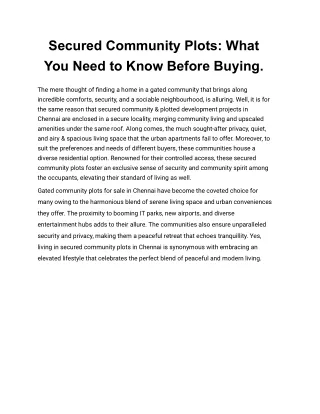 secured community plots what you need to know before buying