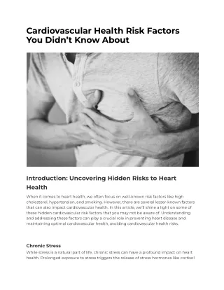 Cardiovascular Health Risk Factors You Didn’t Know About