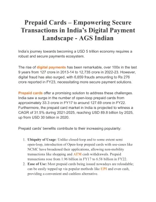 Prepaid Cards – Empowering Secure Transactions in India’s Digital Payment Landscape - AGS Indian