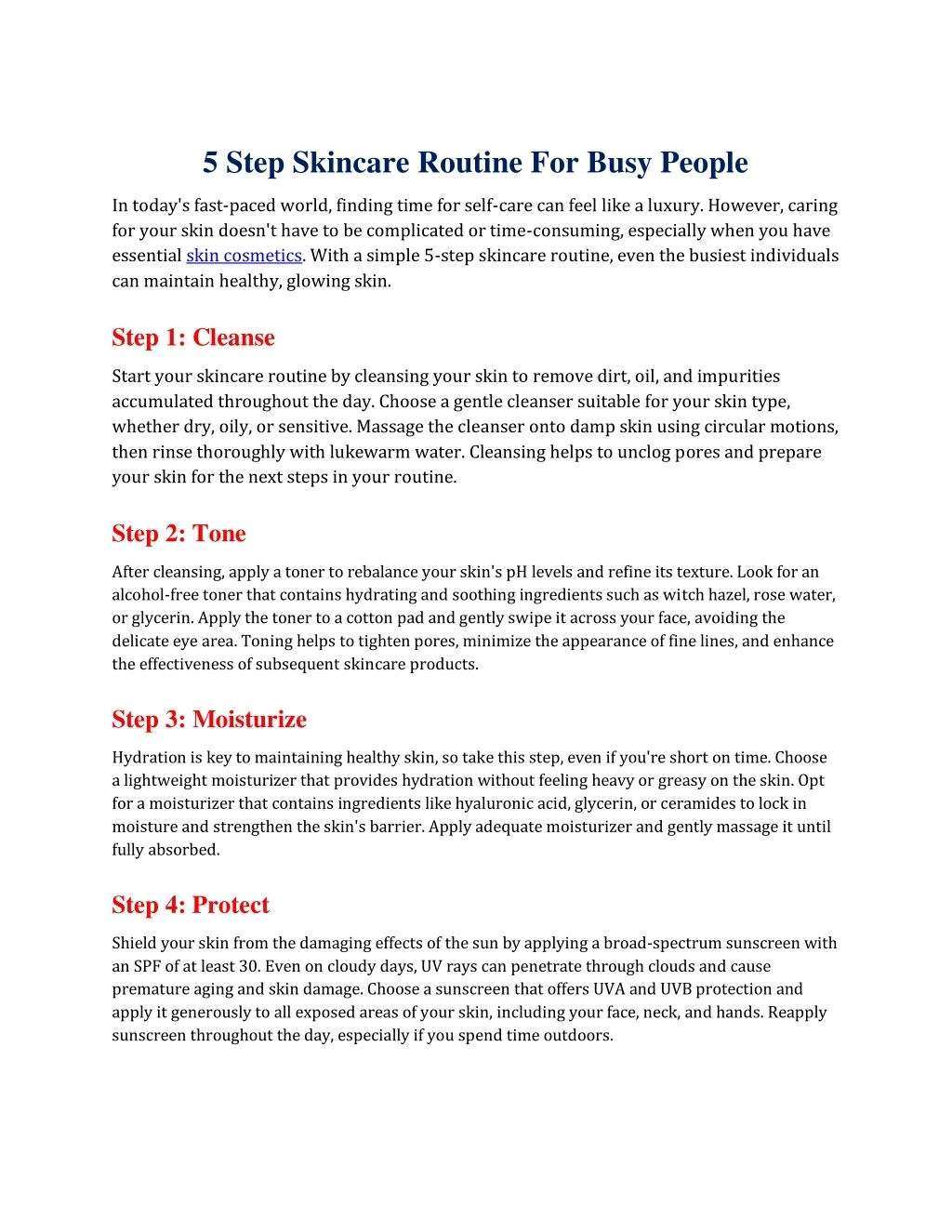 PPT - 5 Step Skincare Routine For Busy People PowerPoint Presentation ...