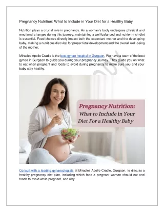Pregnancy Nutrition What to Include in Your Diet for a Healthy Baby