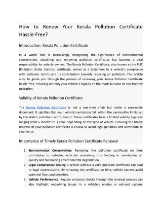 How to Renew Your Kerala Pollution Certificate Hassle-Free?