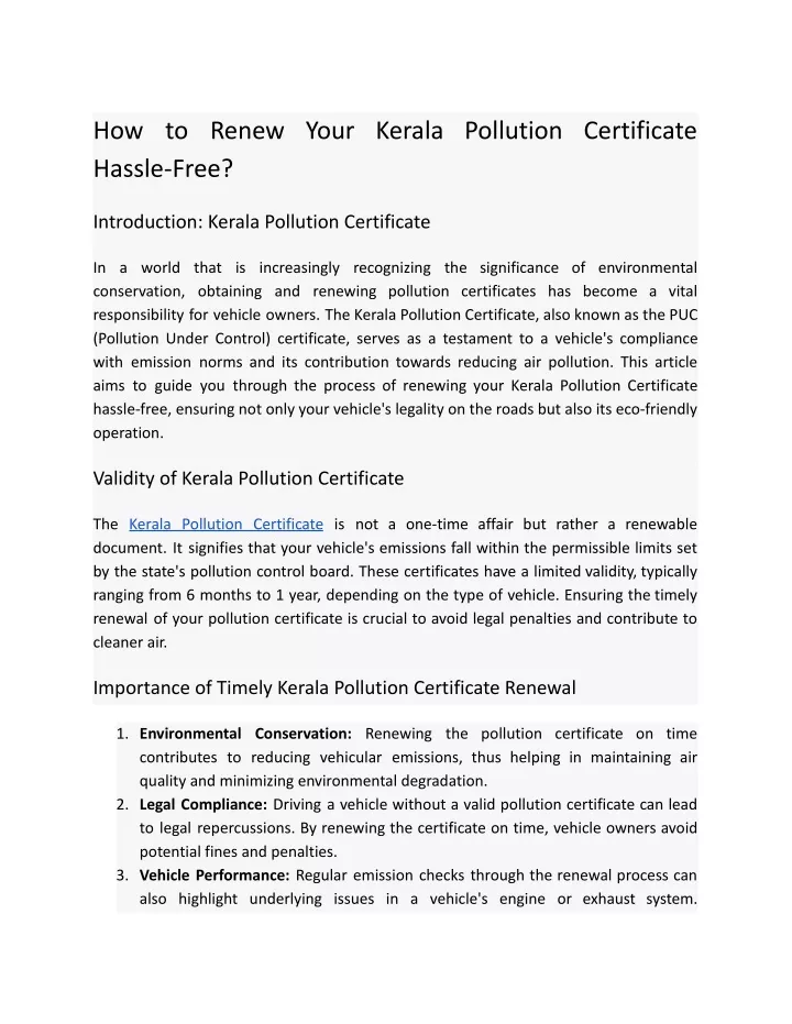 how to renew your kerala pollution certificate