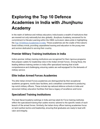 "Securing the Future: A Guide to the Top 10 Defence Academies in India