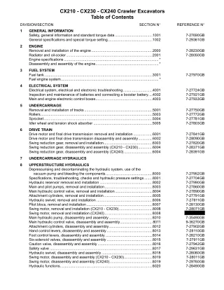 CASE CX240 CRAWLER EXCAVATOR Service Repair Manual