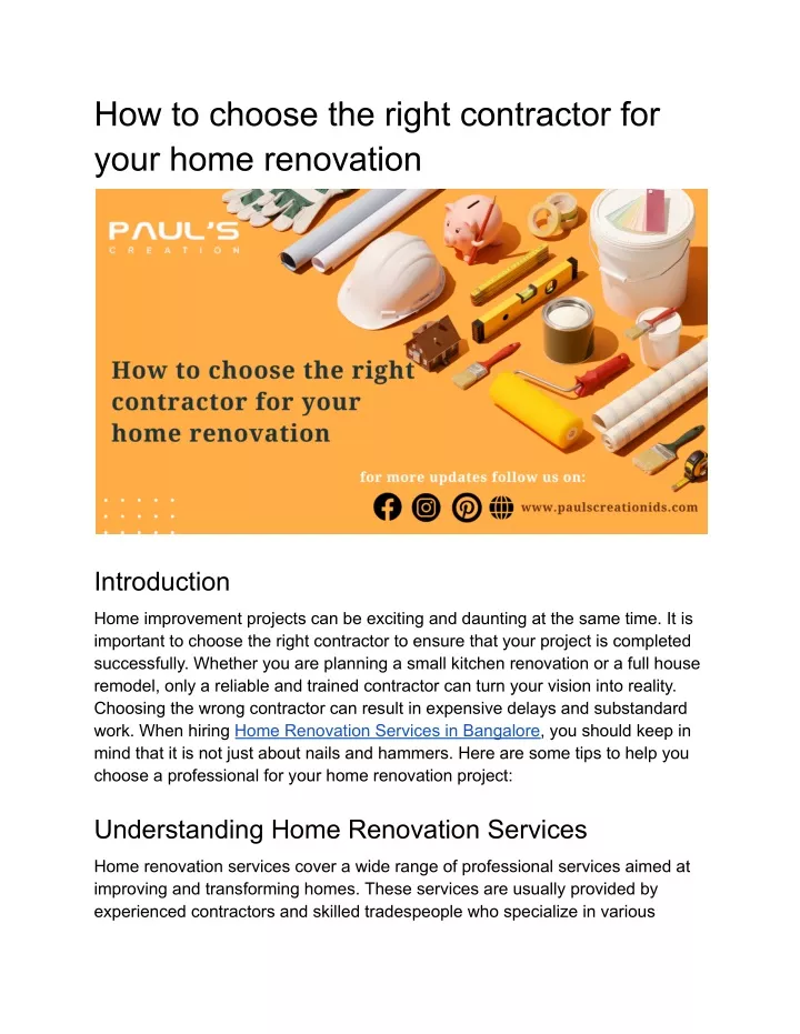 how to choose the right contractor for your home