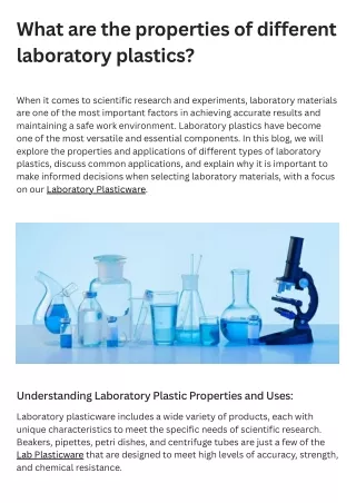 When it comes to scientific research and experiments, laboratory materials are one of the most important factors in achi