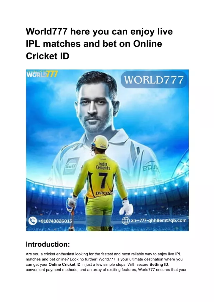 world777 here you can enjoy live ipl matches