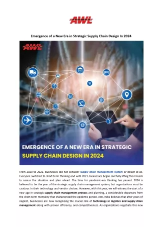 Emergence of a New Era in Strategic Supply Chain Design In 2024 - AWL India
