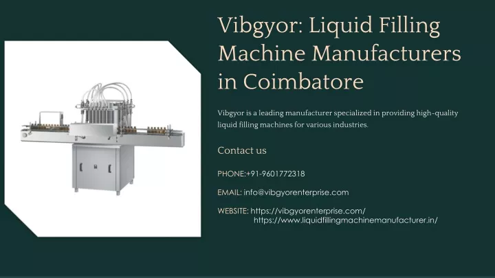 vibgyor liquid filling machine manufacturers