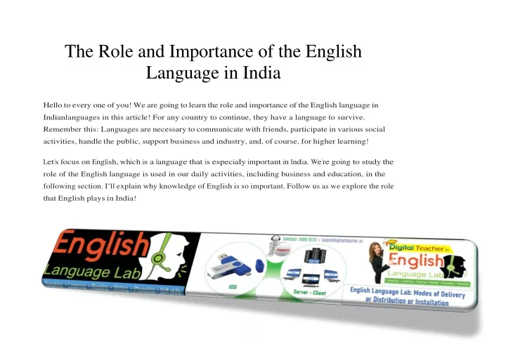 the role and importance of the english language