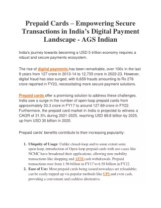 Prepaid Cards – Empowering Secure Transactions in India’s Digital Payment Landscape - AGS Indian