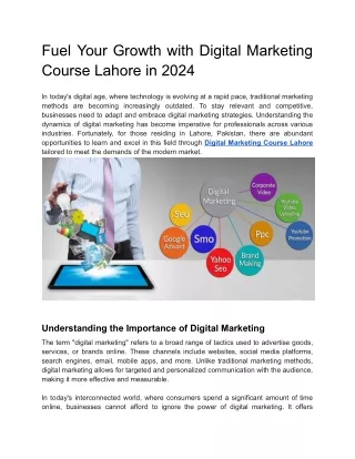 Fuel Your Growth with Digital Marketing Course Lahore in 2024