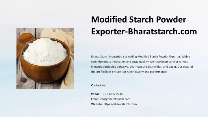 modified starch powder exporter bharatstarch com