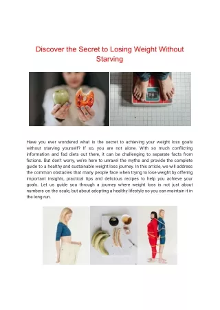 Discover the Secret to Losing Weight Without Starving.