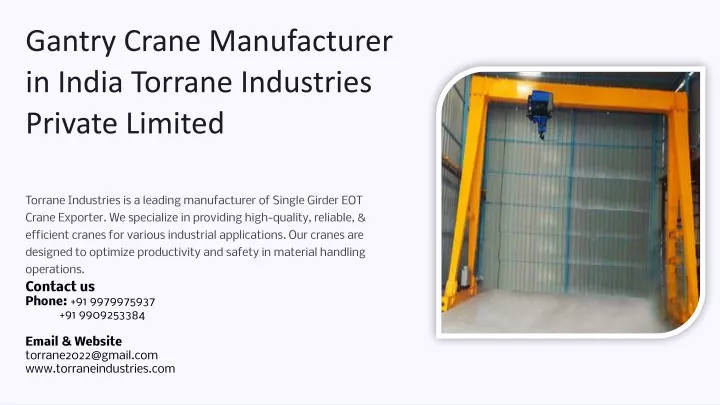 gantry crane manufacturer in india torrane
