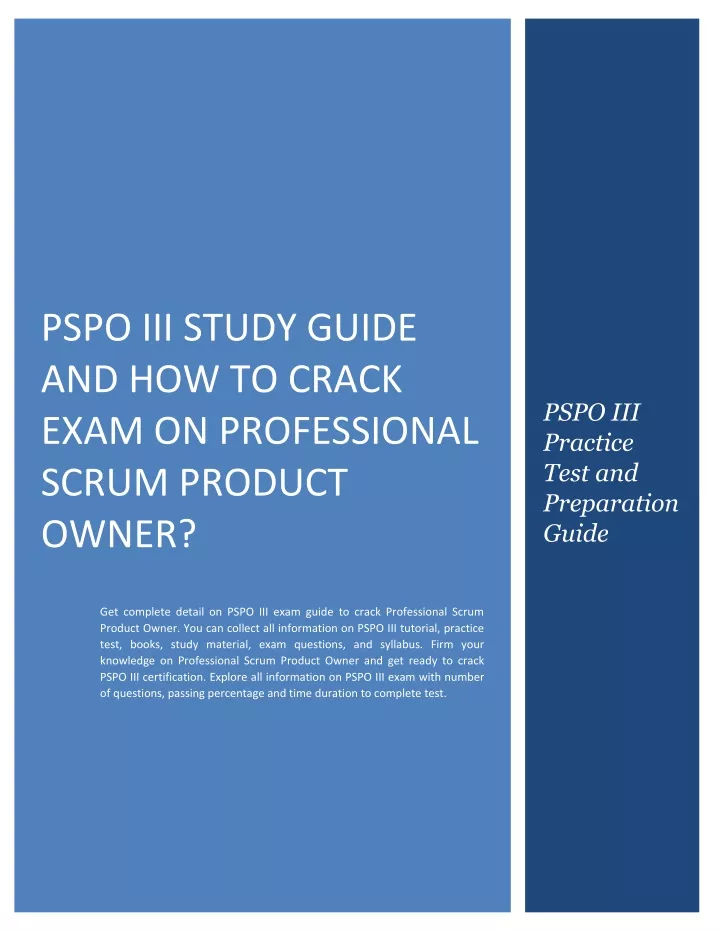 pspo iii study guide and how to crack exam