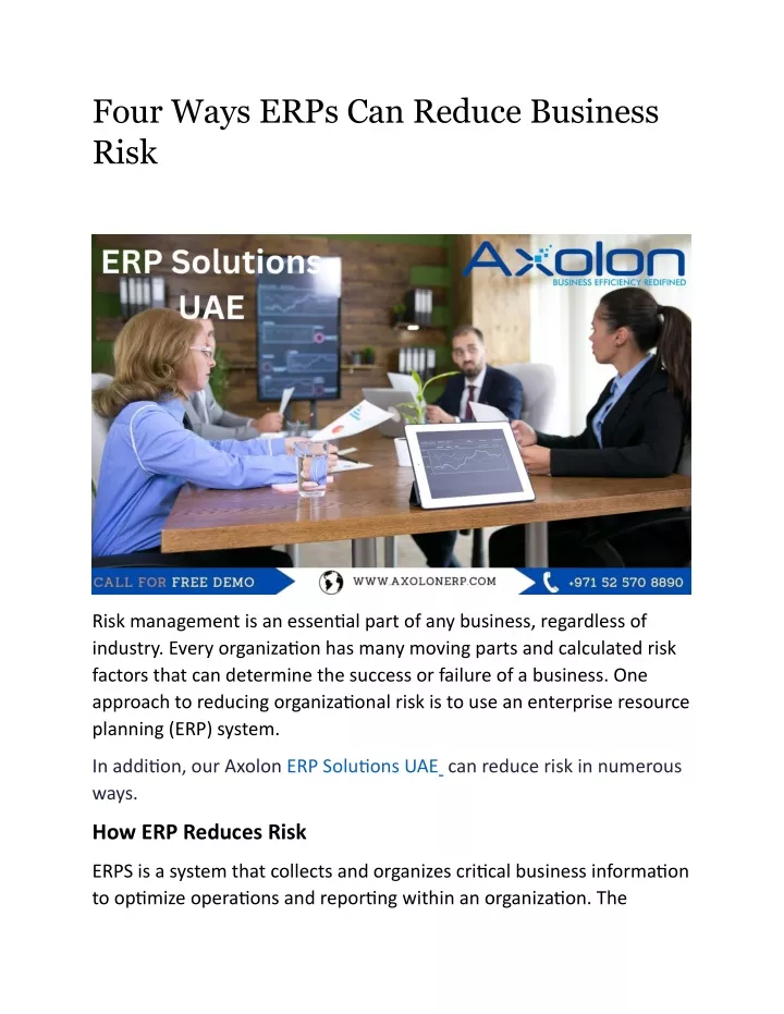 four ways erps can reduce business risk