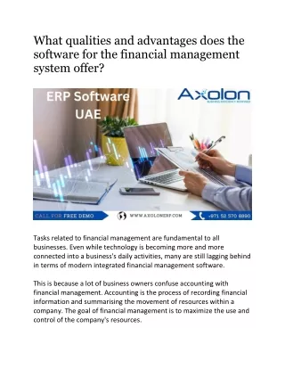what qualities and advantages does the software