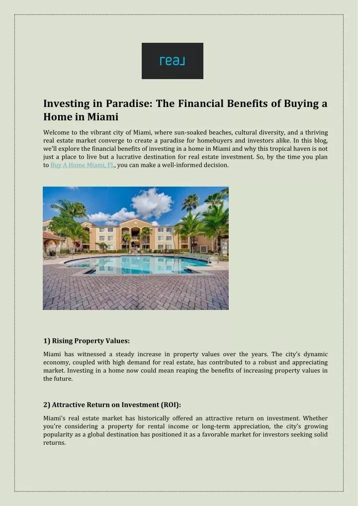 investing in paradise the financial benefits